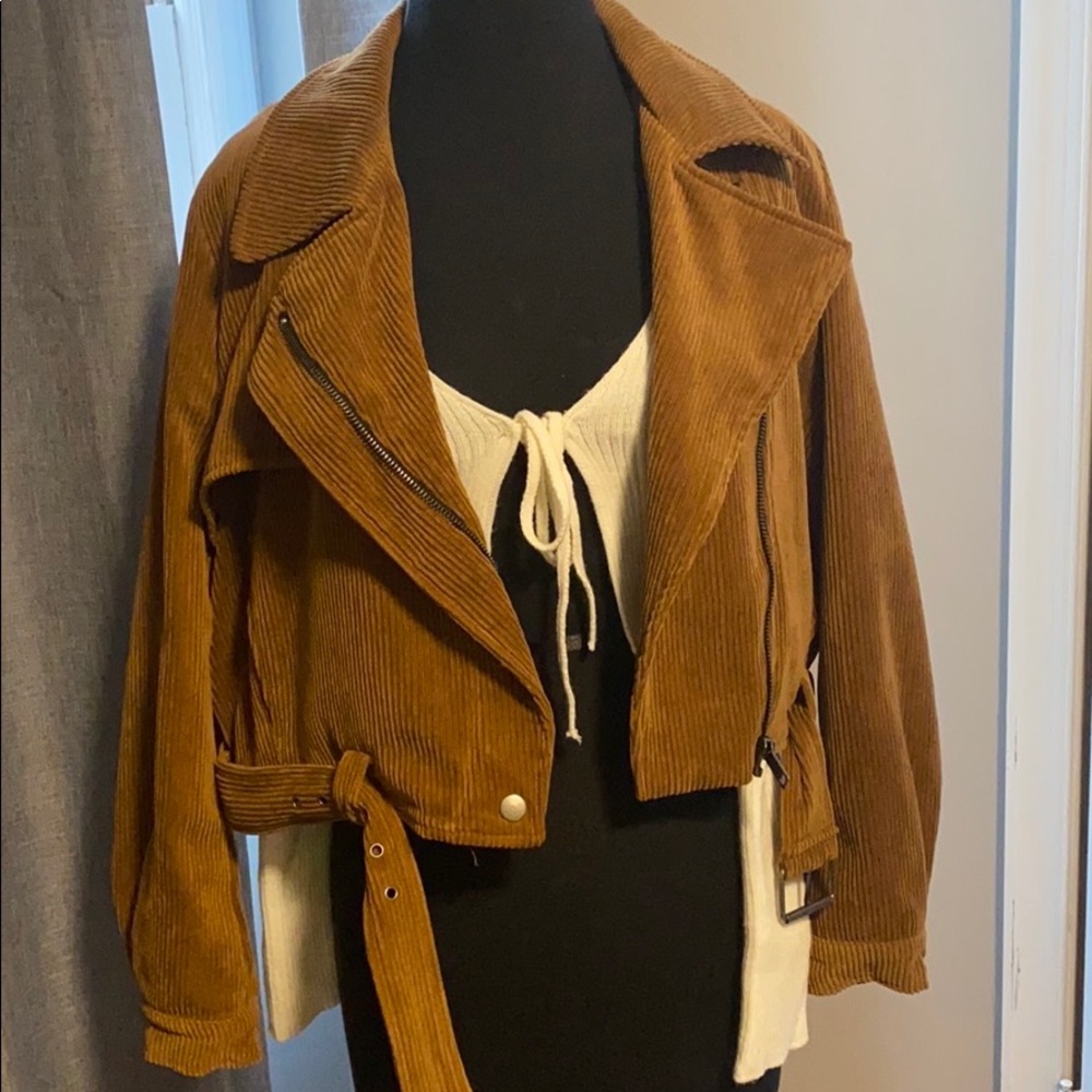 Brown corduroy moto jacket
